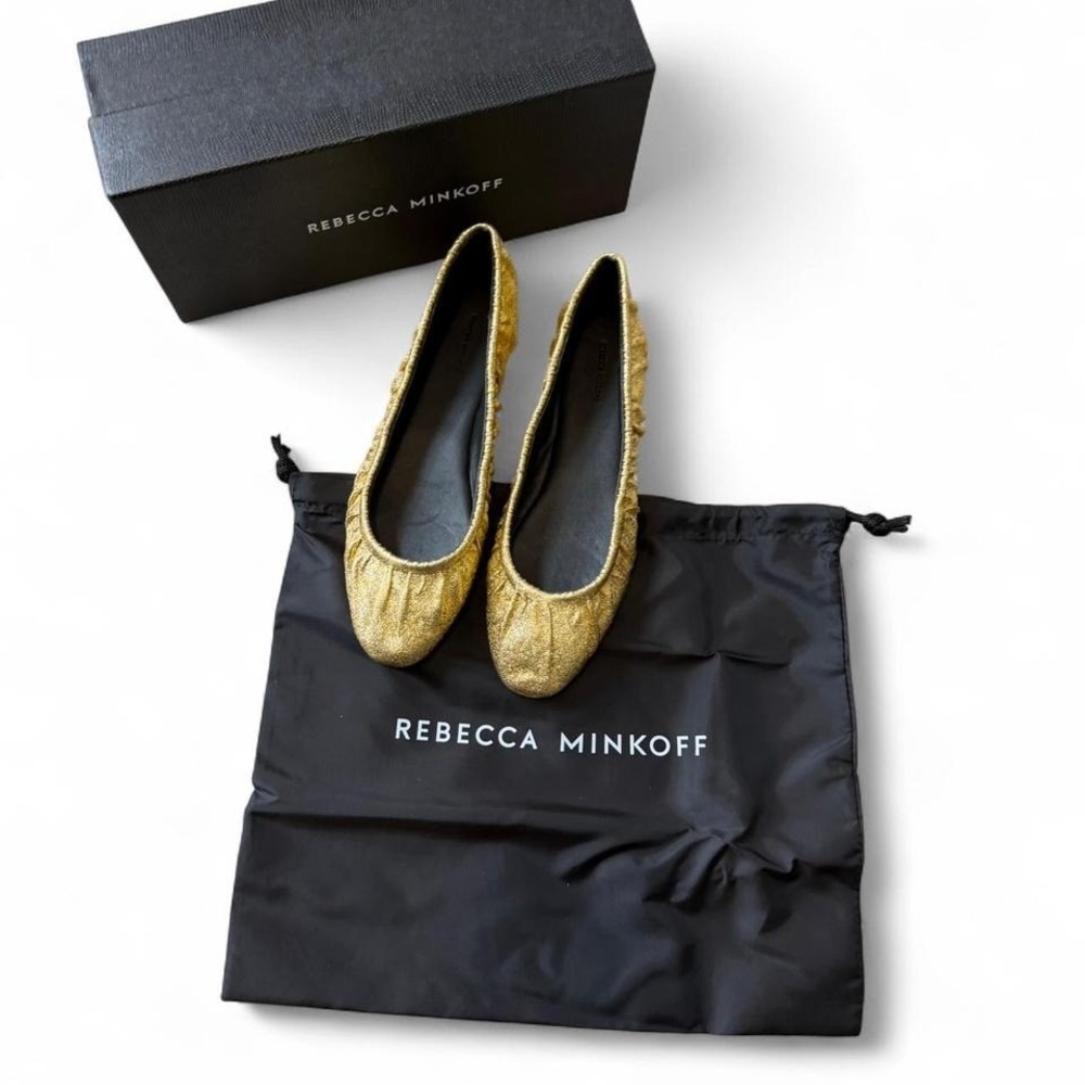 Rebecca‎ Minkoff Ruched Metallic Ballet Flat